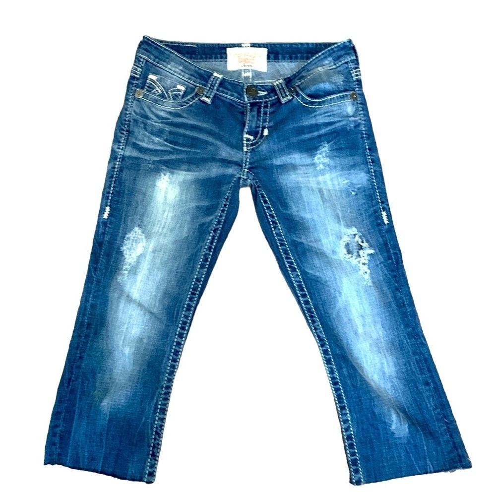 BIG STAR WOMENS DISTRESSED CAPRI CUT OFF HEM SIZE 27